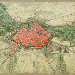 Archives de la Somme. Amiens. Plan perspective de la ville et des faubourgs. Aimé Duthoit. 2FI942