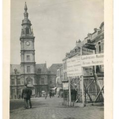 Médiathèque du Cateau-Cambrésis. Carte postale – Centre-ville du Cateau sous l’Occupation (Première Guerre mondiale).
