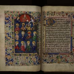 La Grand-Plage. Heures d'Isabeau de Roubaix. Fol. 176 verso : La cour céleste, composée des saints, confesseurs, vierges et martyrs. Livre de prières, vers 1460