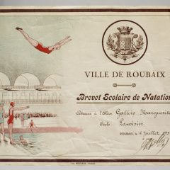[Sport] Médiathèque La Grand'Plage de Roubaix. Brevet scolaire de natation. 1937. MUS_ARC_PIS1_002.