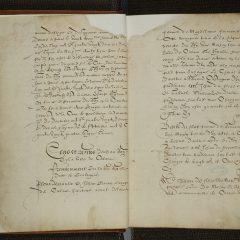 Médiathèque Louis Aragon de Calais. Pappier terrier du domaine du Roy en la ville de Calais et Pais Reconquis / Pierre de Miraulmont. 1584.