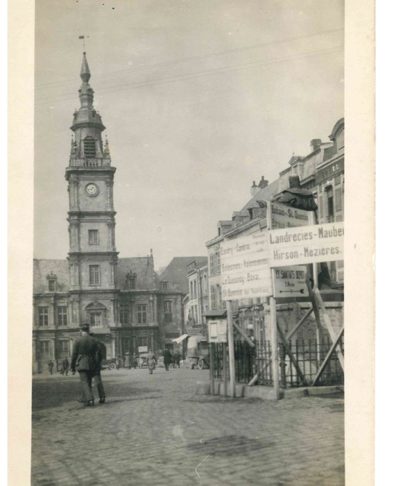 Médiathèque du Cateau-Cambrésis. Carte postale – Centre-ville du Cateau sous l’Occupation (Première Guerre mondiale).