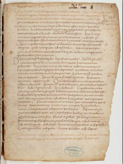 Bibliothèque de Laon. Commentarii in Vergilium, Sedulium artesque liberales. Manuscrit 468.